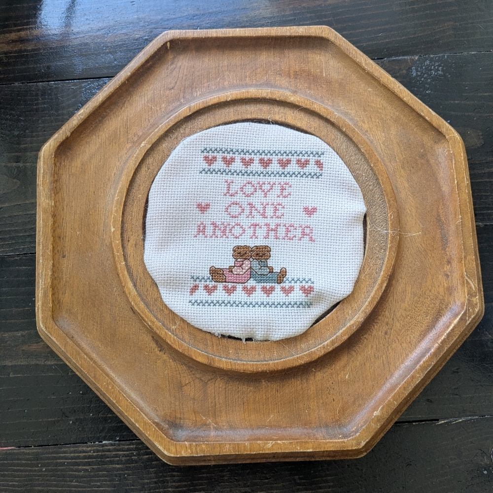 Wooden Framed Cross-Stitch Art